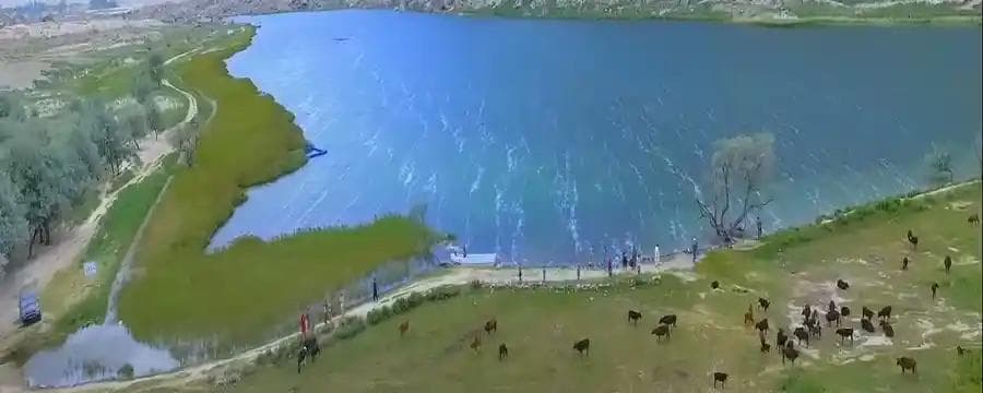 Bird Eye view of Blind Lake, Skardu